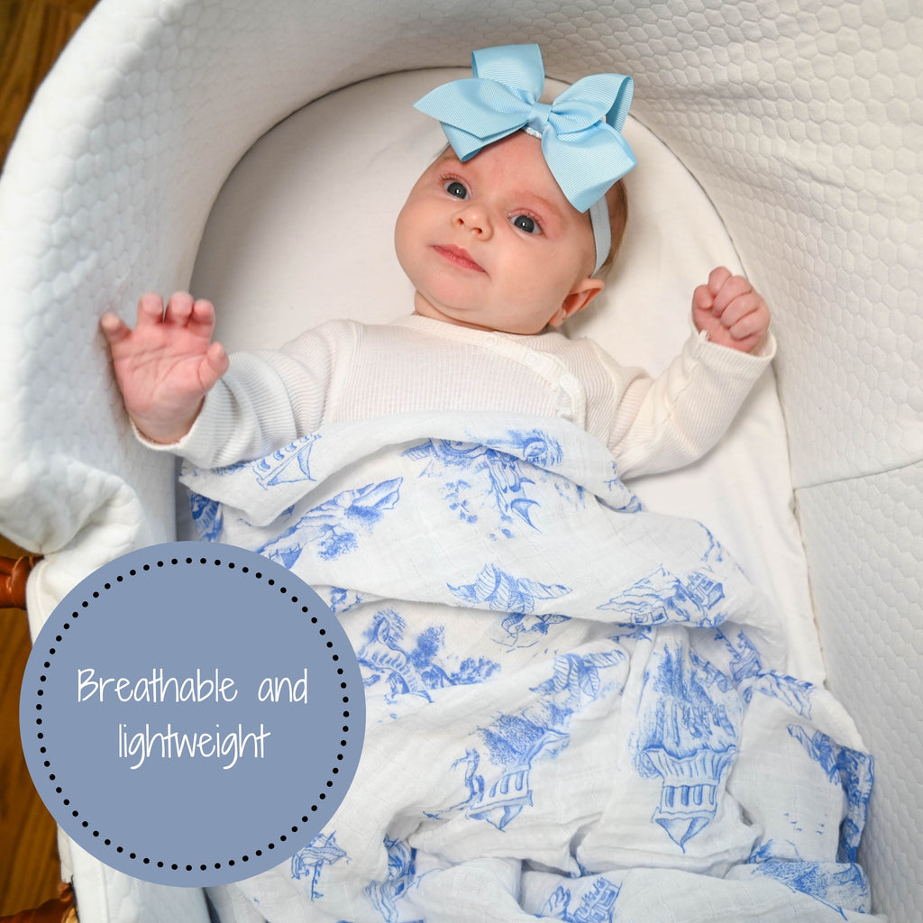 chinoiserie swaddle blanket