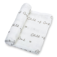Load image into Gallery viewer, baby muslin grey child of god christian swaddle blanket girls babies cotton swaddel wraps swadle 
