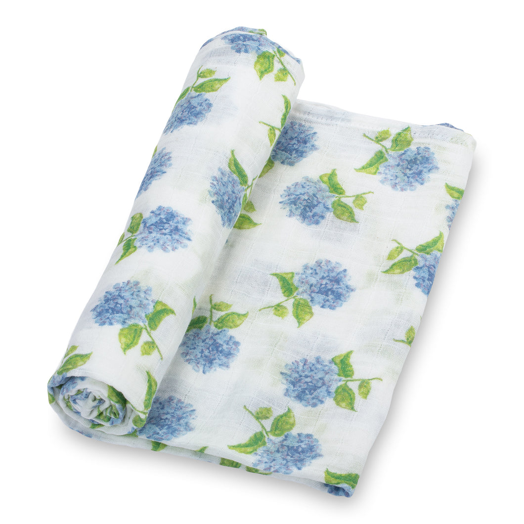 baby muslin blue and green hydrangea flower swaddle blanket girls cotton swaddel wraps swadle 