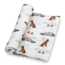 Load image into Gallery viewer, baby muslin police dog car swaddle blanket girls babies cotton swaddel swoddle wraps swadle 
boys

