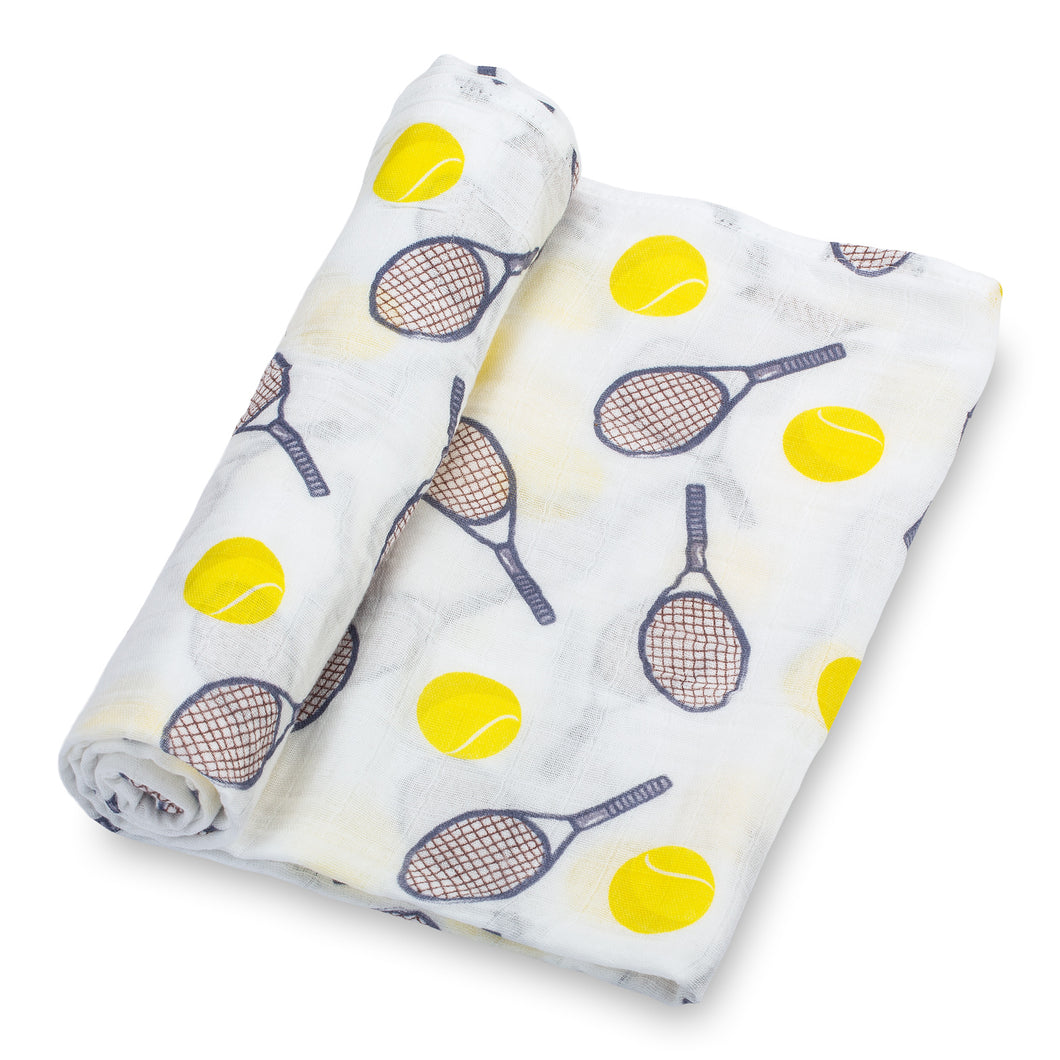 baby muslin blue yellow tennis sport swaddle blanket girls babies cotton swaddel wraps swadle 