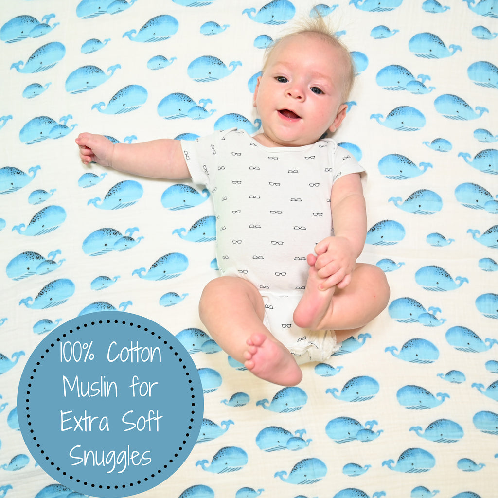 Whale Baby Muslin Swaddle
