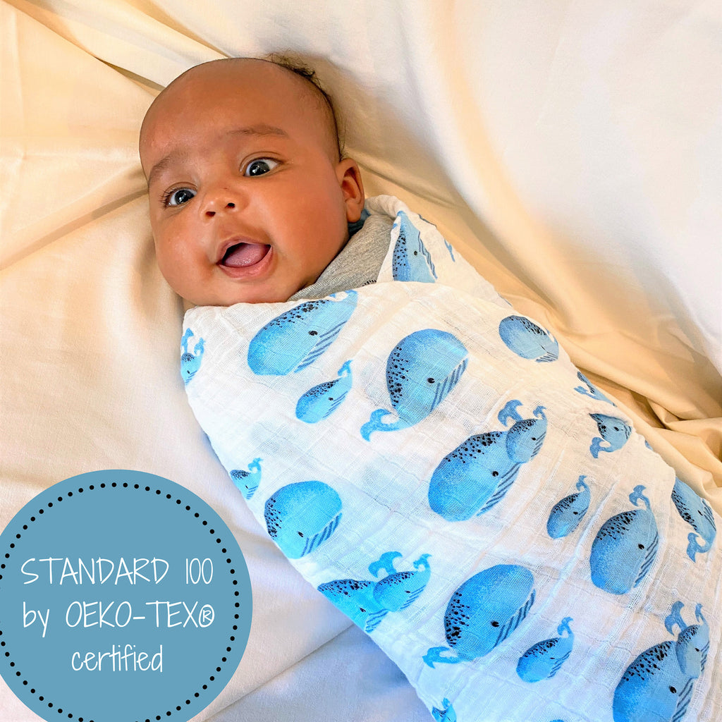 Whale Baby Muslin Swaddle Blanket