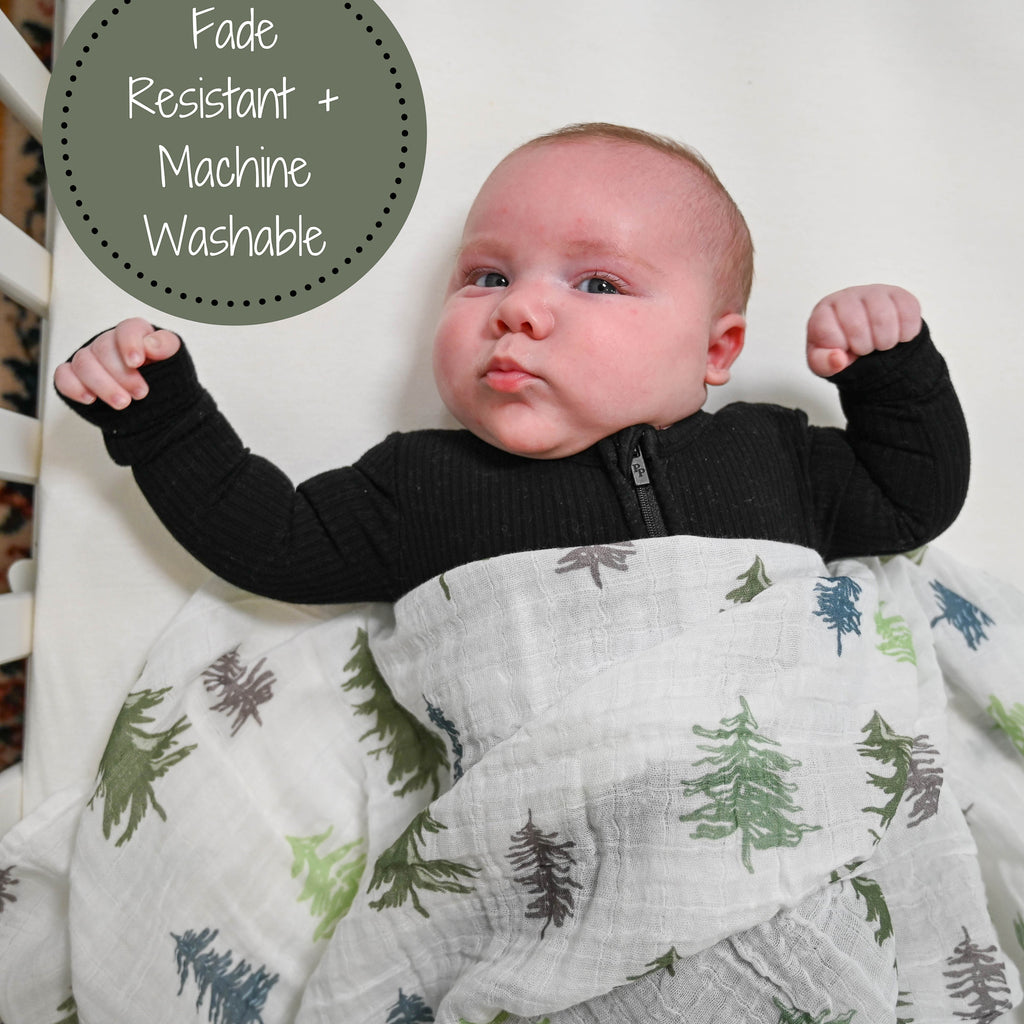 Pine Tree Baby Muslin Swaddle Blanket