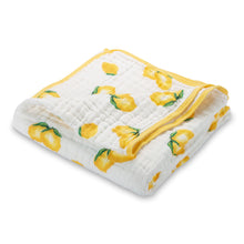 Load image into Gallery viewer, baby muslin yellow lemon quilt fruit blanket girls babies cotton quikt quilf boys cute bright 
