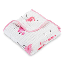 Load image into Gallery viewer, baby muslin pink flamingo bird animal quilt blanket girls babies cotton quikt quilf boys cute

