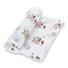 Load image into Gallery viewer, baby muslin milk pink cow swaddle blanket girls babies cotton swaddel swoddle wraps swadle boys cute
