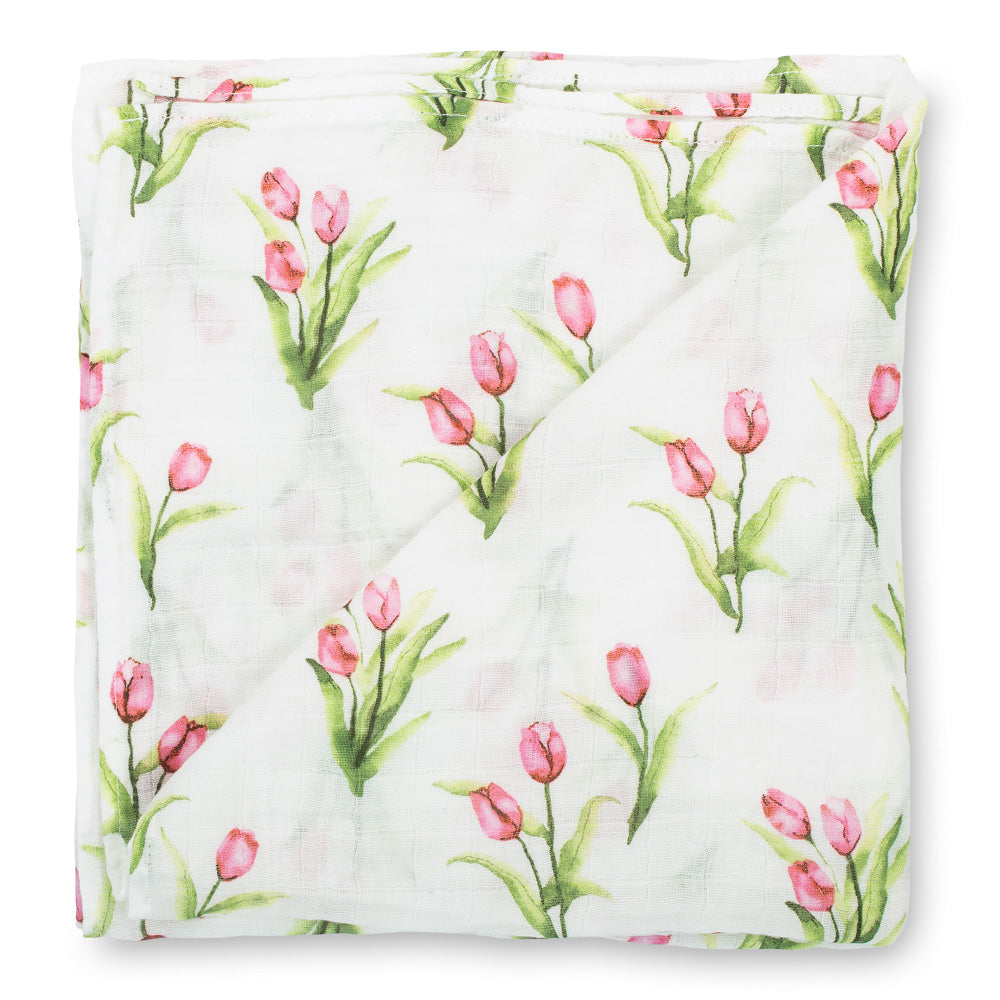 baby muslin green pink tulip flower swaddle blanket girls babies cotton swaddel cute wraps swadle 
