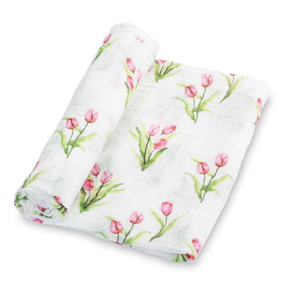 baby muslin green pink tulip flower swaddle blanket girls babies cotton swaddel cute wraps swadle 