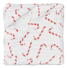 Load image into Gallery viewer, baby muslin red candy cane christmas quilt blanket girls babies cotton quikt quilf boys cute
